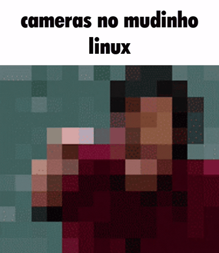 A Pixelated Image Of A Man With The Words Cameras No Mudinho Linux GIF