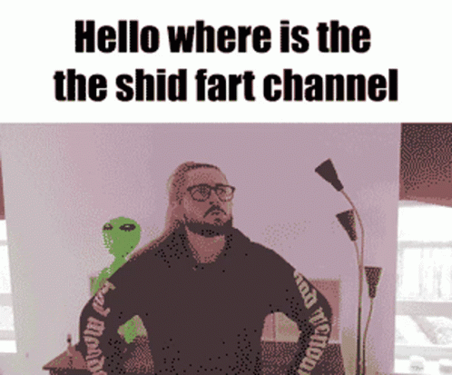 A Pixelated Image Of A Man With The Words Hello Where Is The Shid Fart Channel At The Top GIF