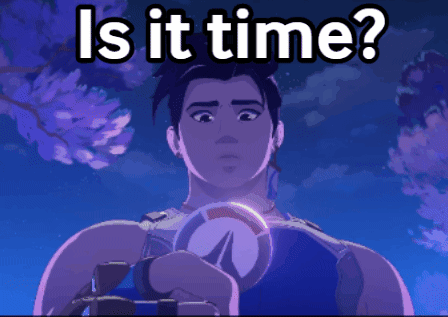 A Pixelated Image Of A Man With The Words Is It Time GIF