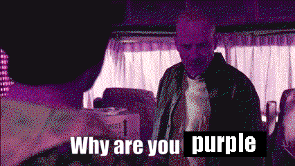 A Pixelated Image Of A Man With The Words Why Are You Purple GIF