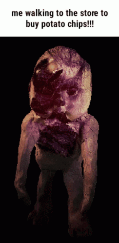 A Pixelated Image Of A Monster With The Caption " Me Walking To The Store To Buy Potato Chips " GIF