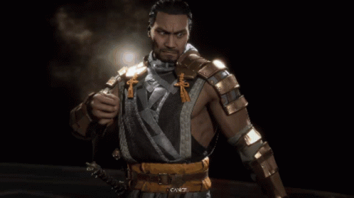 A Pixelated Image Of A Person Holding A Sword With The Word Cancel In The Lower Right Corner GIF