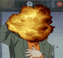 A Pixelated Image Of A Person With A Huge Explosion In Front Of Their Face GIF