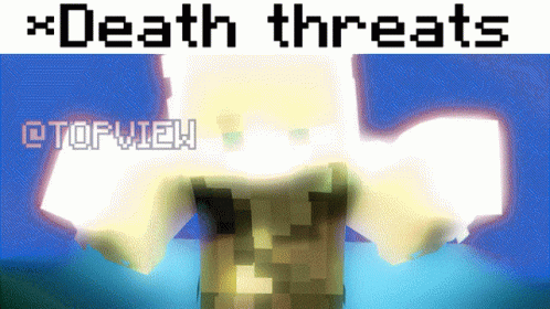 A Pixelated Image Of A Person With The Words Death Threats Above It GIF