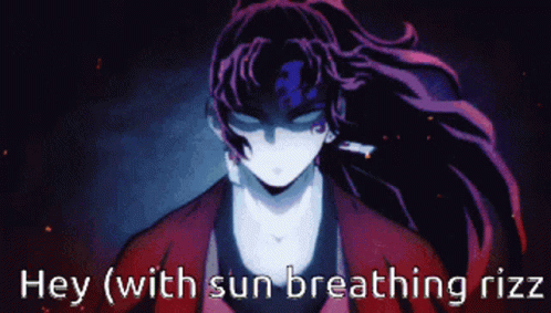 A Pixelated Image Of A Person With The Words Hey With Sun Breathing Rizz GIF
