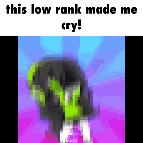 A Pixelated Image Of A Person With The Words " This Low Rank Made Me Cry " GIF