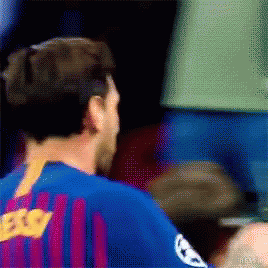 A Pixelated Image Of A Soccer Player Wearing A Jersey That Says Messi On The Back GIF