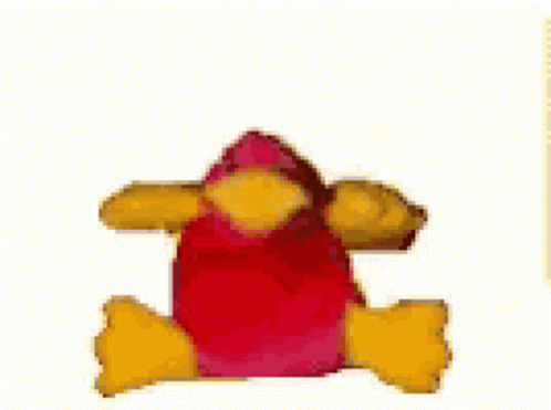 A Pixelated Image Of A Stuffed Animal With A Red Dress On . GIF
