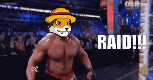 A Pixelated Image Of A Wrestler With The Words Raid Written On The Bottom GIF