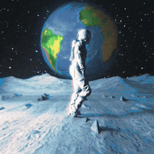 A Pixelated Image Of An Astronaut Standing On The Moon GIF