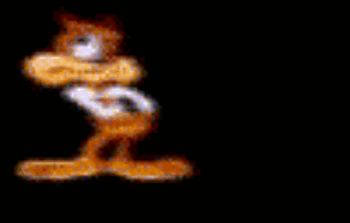 A Pixelated Image Of Garfield Eating A Hamburger GIF