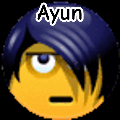 A Pixelated Smiley Face With The Name Ayun On Top GIF