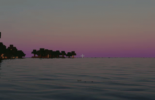 a pixelated sunset over a body of water