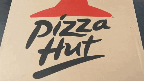 A Pizza Hut Box With A Red And White Logo GIF