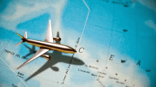 A Plane Is Flying Over A Map That Says Tropico Del Cinc GIF