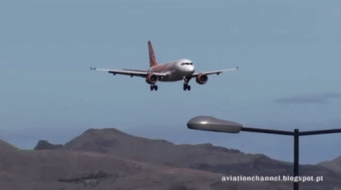 A Plane Is Flying Over A Street Light With The Words Aviationchannel.blogspot.pt Written Below It GIF