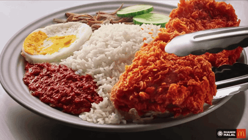 a plate of food with a mcdonald 's logo in the corner