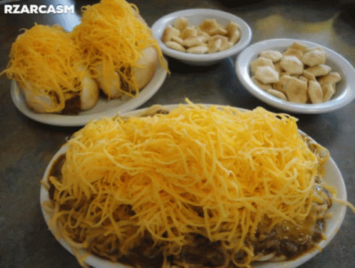 A Plate Of Food With The Word Rzarcasm On It GIF