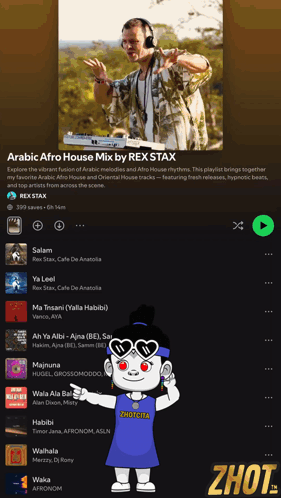 a playlist of arabic afro house mix by rex stax is shown