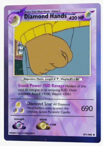 A Pokemon Card That Says Diamond Hands On The Front GIF