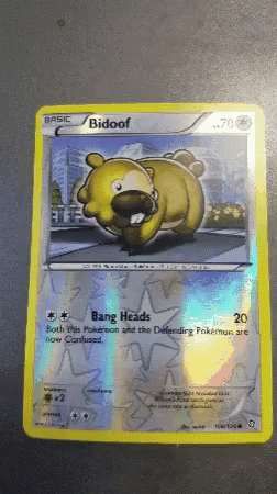 A Pokemon Card With The Name Bidoof On The Front GIF