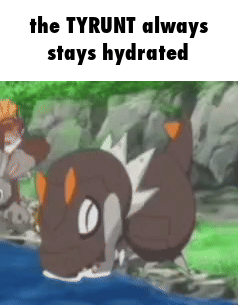 a pokemon is drinking water from a river .