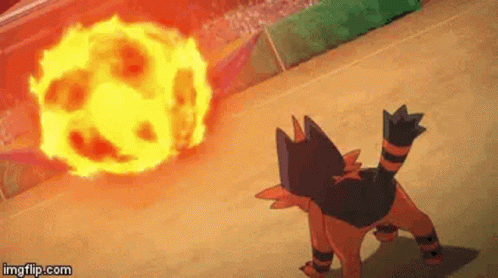Pokemon Facing Fireball In Stadium GIF