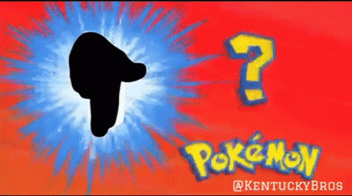 A Pokemon Logo With A Question Mark And A Silhouette Of A Person GIF