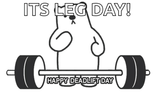 A Polar Bear Is Holding A Barbell With The Words It 'S Leg Day Happy Deadlift Day Written Below It . GIF