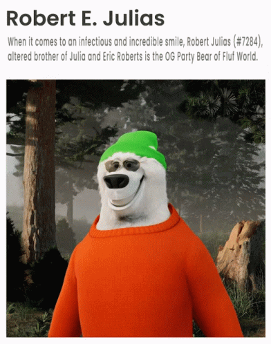 A Polar Bear Wearing An Orange Sweater And A Green Hat GIF
