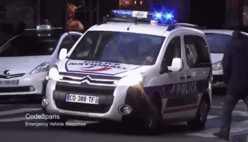 A Police Van With A License Plate That Says Cd 388 Tf GIF