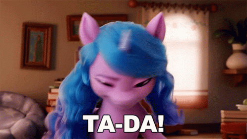 Blue-Haired Pony Saying Ta-Da GIF
