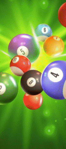 A Pool Ball With The Number 4 On It Is Surrounded By Other Balls GIF