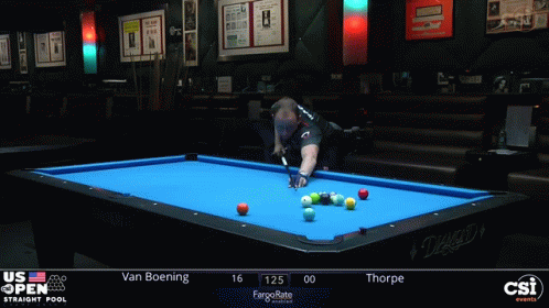 A Pool Table With A Blue Cloth That Says Diamond GIF