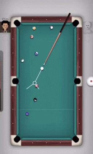 a pool table with a cue and balls and the words you on the top