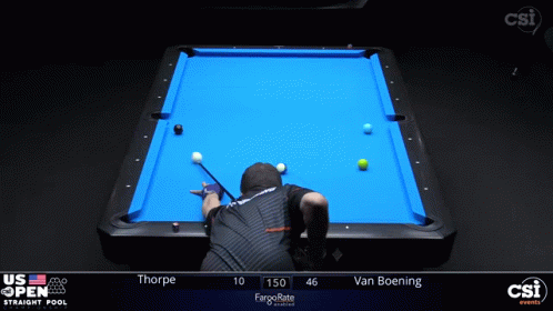 A Pool Table With A Player Named Thorpe On The Screen GIF