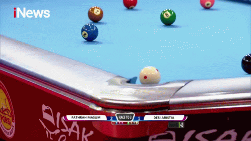 a pool table with inews written on the top left