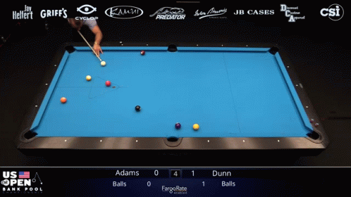 A Pool Table With The Us Open Bank Pool Championship Written On It GIF