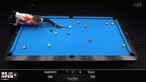 A Pool Table With The Us Open Written On The Bottom GIF