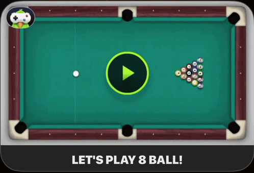 a pool table with the words let 's play 8 ball at the bottom