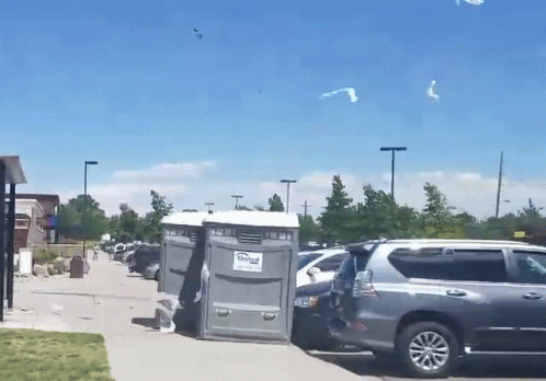 A Portable Toilet With The Word United On The Side GIF