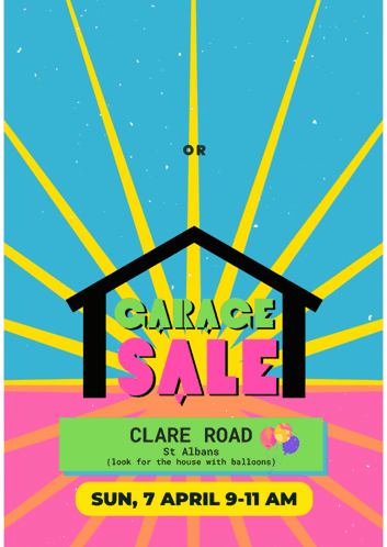 A Poster Advertising A Garage Sale On April 7 GIF