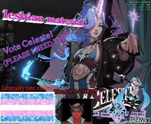 A Poster Asking People To Vote Celeste For Lesbian Materials GIF