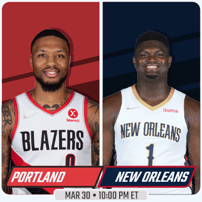 A Poster For A Basketball Game Between The Portland Blazers And The New Orleans New Orleans GIF