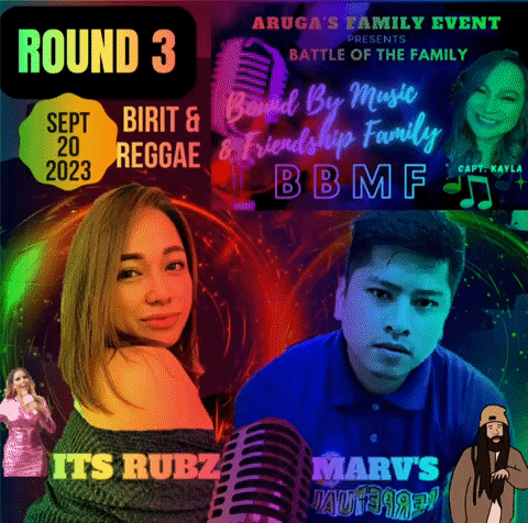 a poster for a family event with a man and a woman