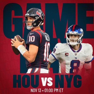 A Poster For A Football Game Between Hou And Nyc GIF