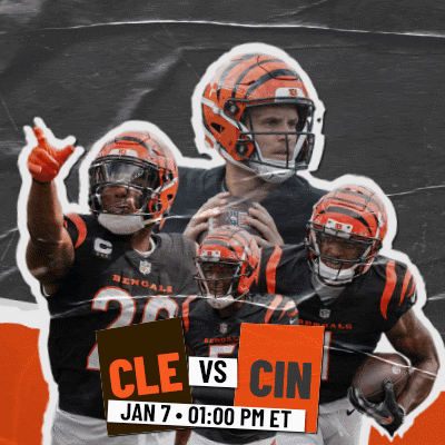 A Poster For A Football Game Between The Cle And Cin Teams GIF