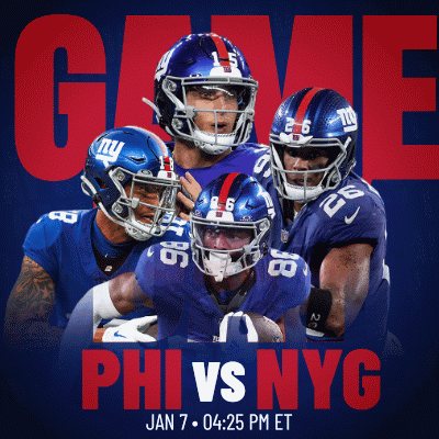 A Poster For A Football Game Between The Giants And The Philadelphia Eagles GIF