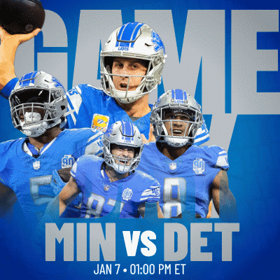 A Poster For A Football Game Between The Lions And The Detroit Tigers GIF
