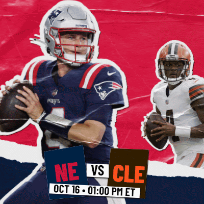 a poster for a football game between the patriots and the clevers